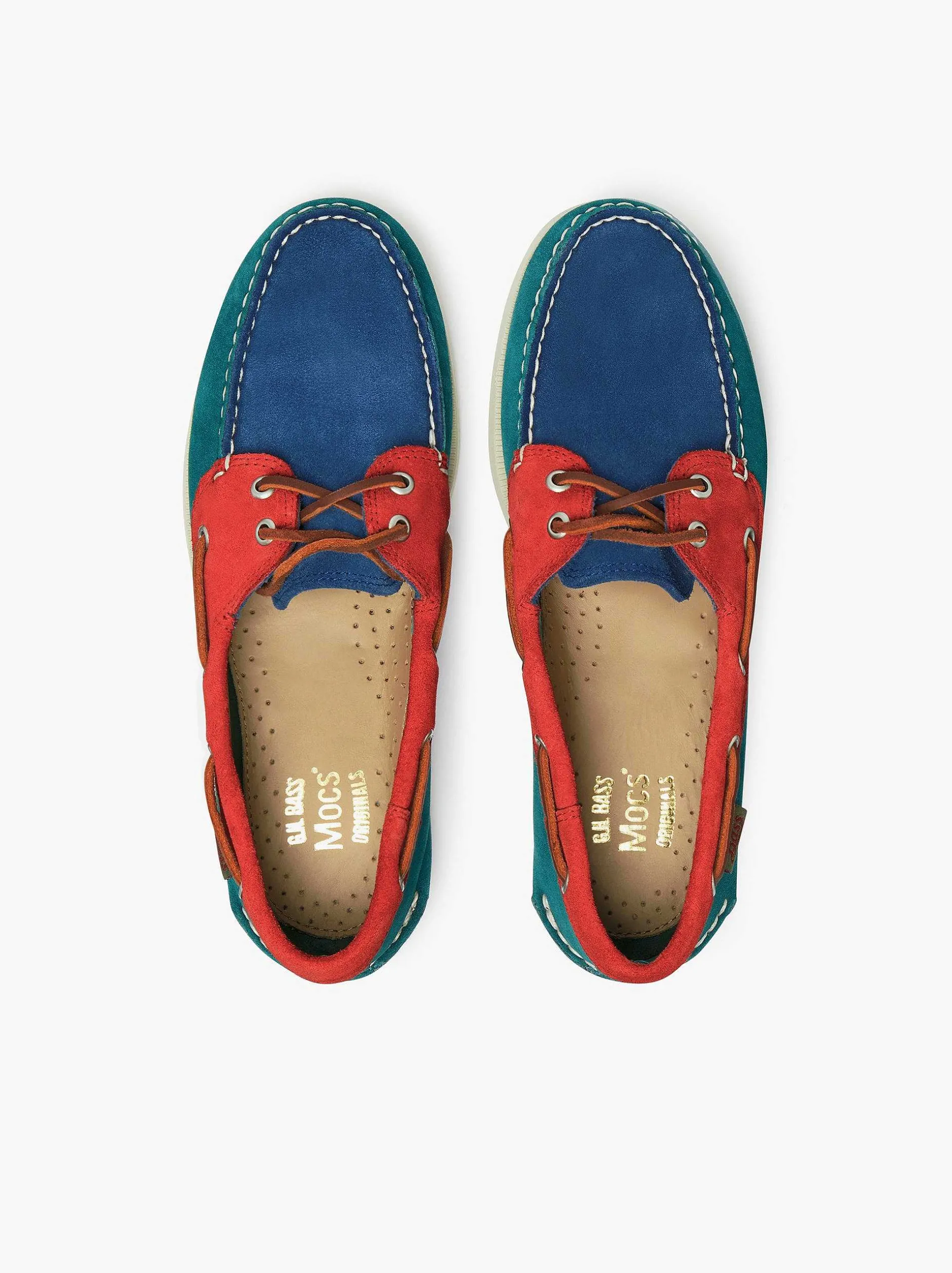 Sale G.H.BASS Jetty Iii 2 Eye Boat Shoes Red & Blue & Green