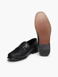 Clearance G.H.BASS Panama Lincoln Saddle Bar Loafers Black
