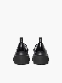 Sale G.H.BASS Platform Lug Chain Loafers Black