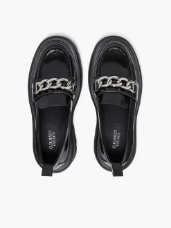Sale G.H.BASS Platform Lug Chain Loafers Black