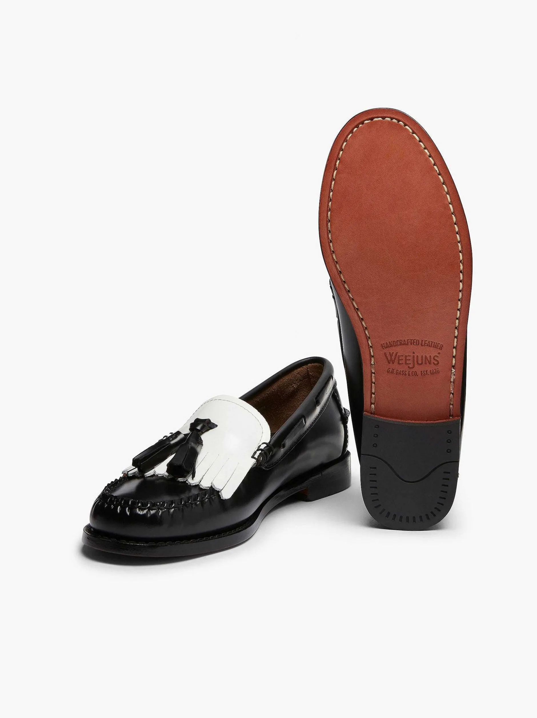 Sale G.H.BASS Weejuns Esther Kiltie Tassel Loafers Black & White