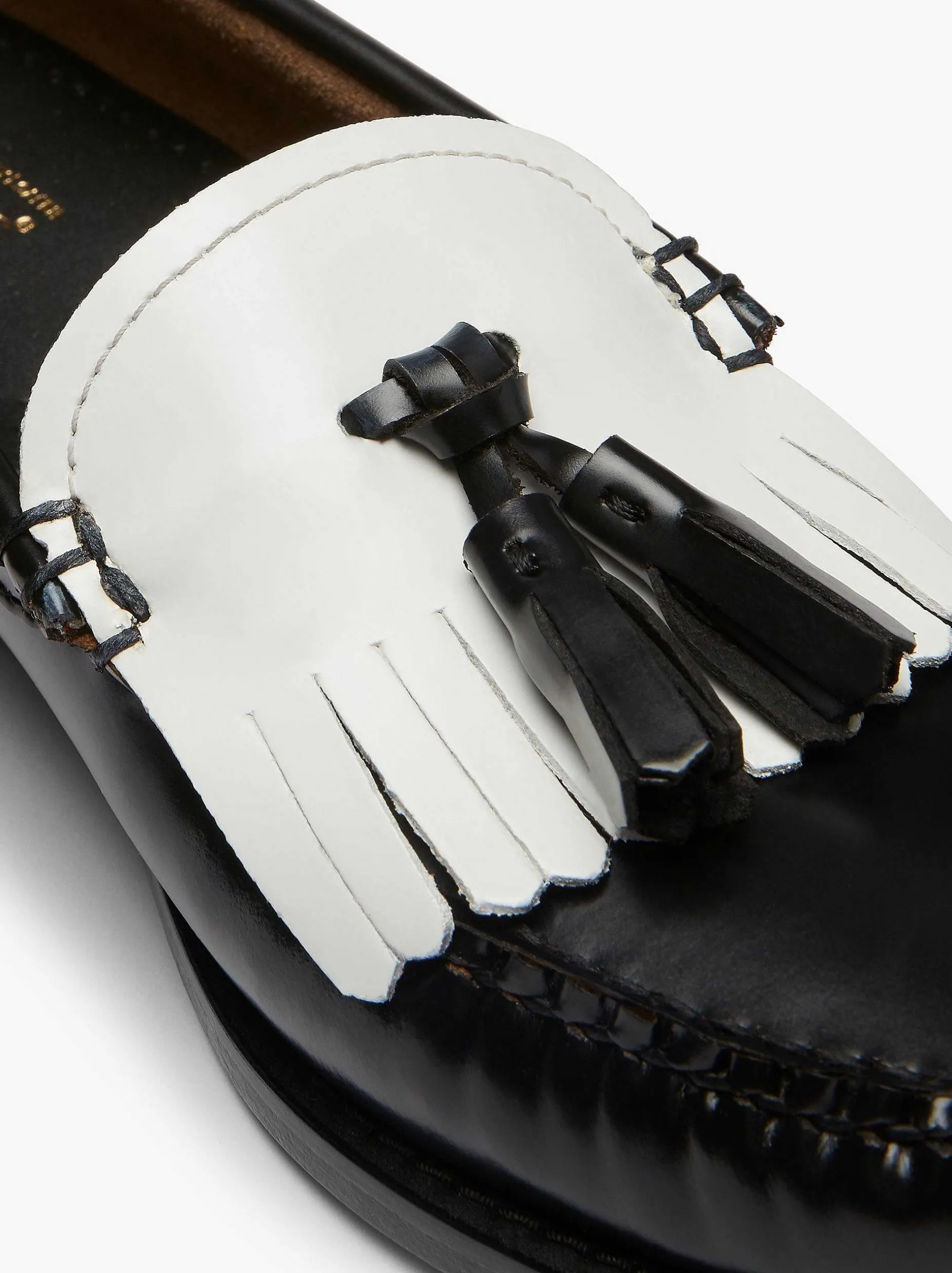 Sale G.H.BASS Weejuns Esther Kiltie Tassel Loafers Black & White