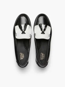 Sale G.H.BASS Weejuns Esther Kiltie Tassel Loafers Black & White