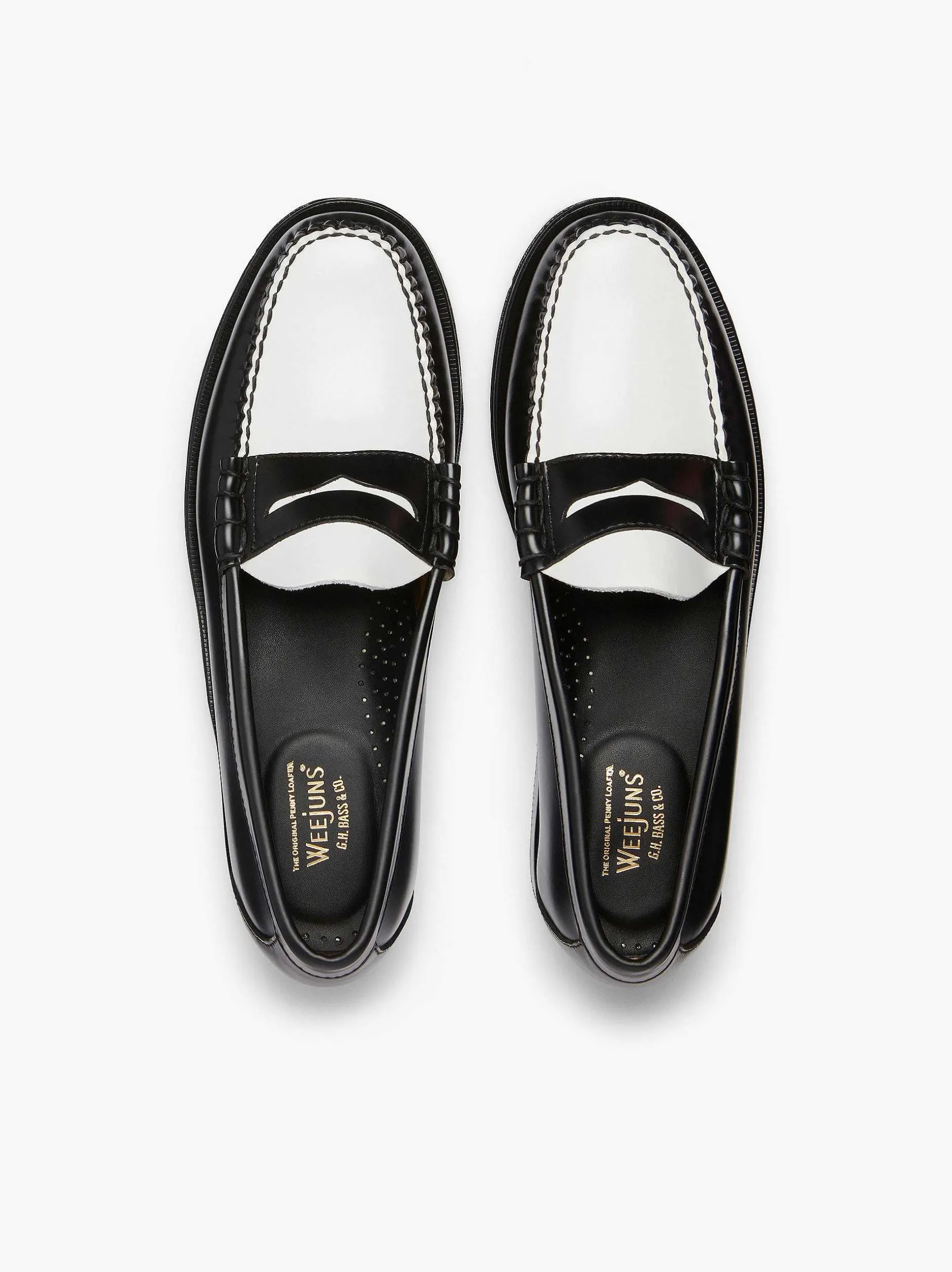 Sale G.H.BASS Weejuns Larson Penny Loafers Black & White