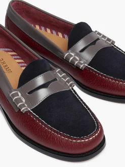 Discount G.H.BASS Weejuns Larson Tricolour Penny Loafers Navy Wine Grey