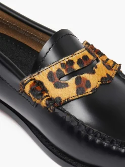 Sale G.H.BASS Weejuns Penny Loafers Leopard Print & Black