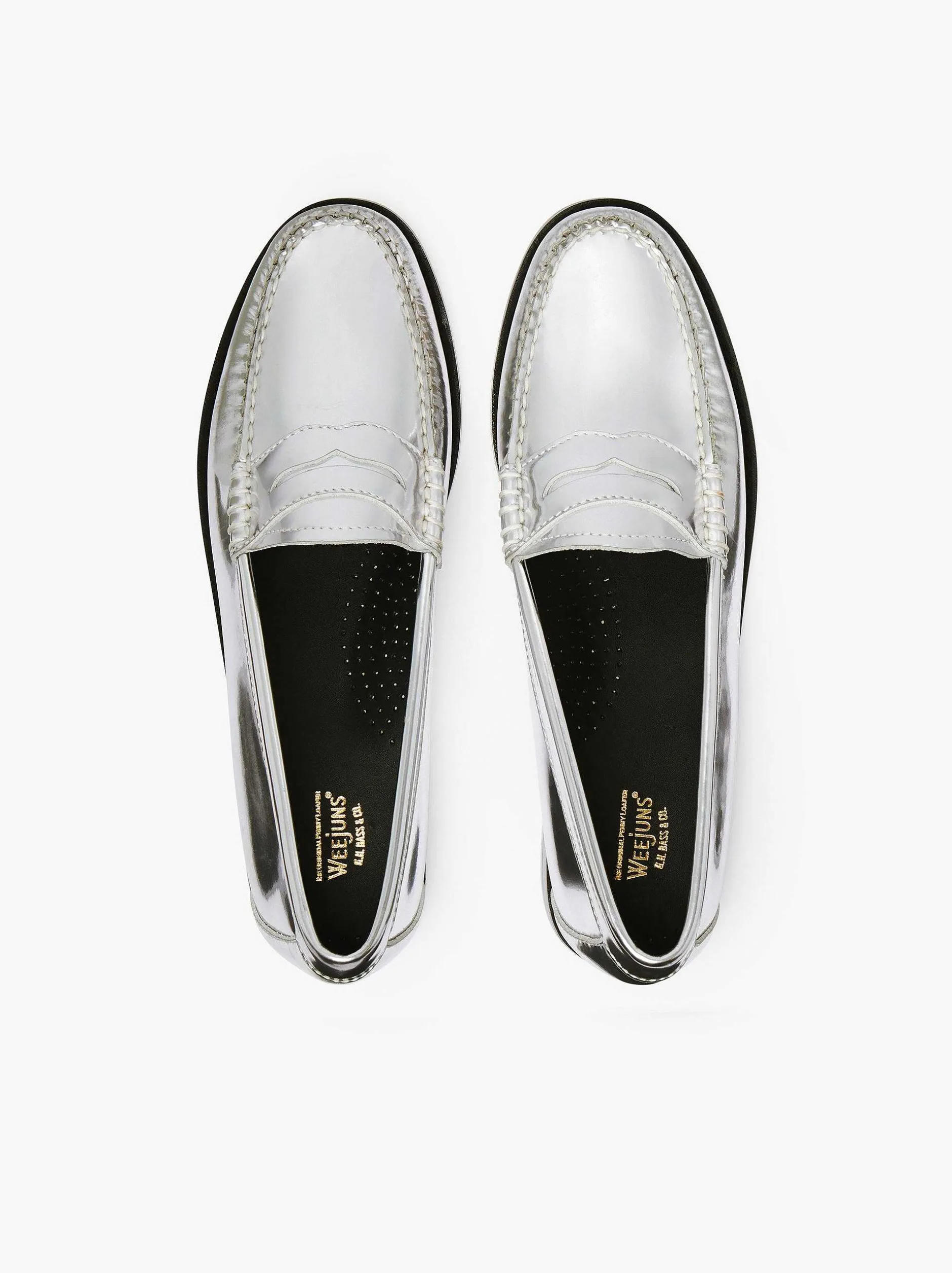 G.H.BASS Weejuns Penny Loafers Silver