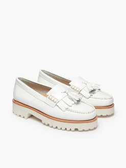 Best G.H.BASS Weejuns 90S Esther Kiltie Tassel Loafers White