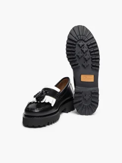 Best G.H.BASS Weejuns 90S Esther Kiltie Tassel Loafers Black & White