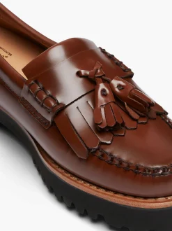 Clearance G.H.BASS Weejuns 90S Esther Kiltie Tassel Loafers Cognac
