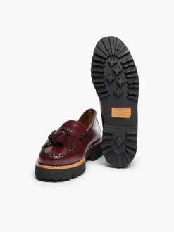 New G.H.BASS Weejuns 90S Esther Kiltie Tassel Loafers Wine