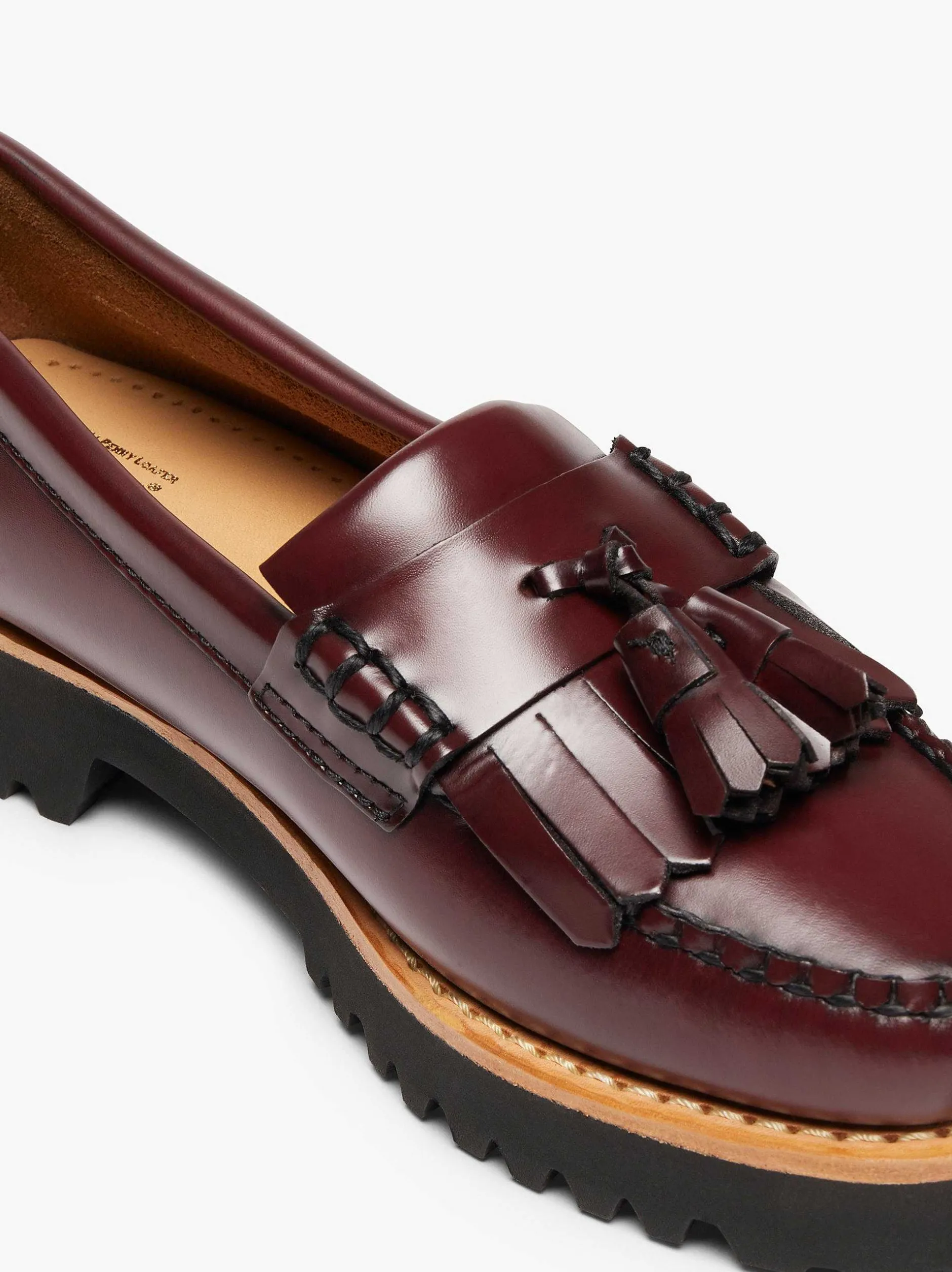 New G.H.BASS Weejuns 90S Esther Kiltie Tassel Loafers Wine