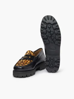Clearance G.H.BASS Weejuns 90S Penny Loafers Leopard Print & Black