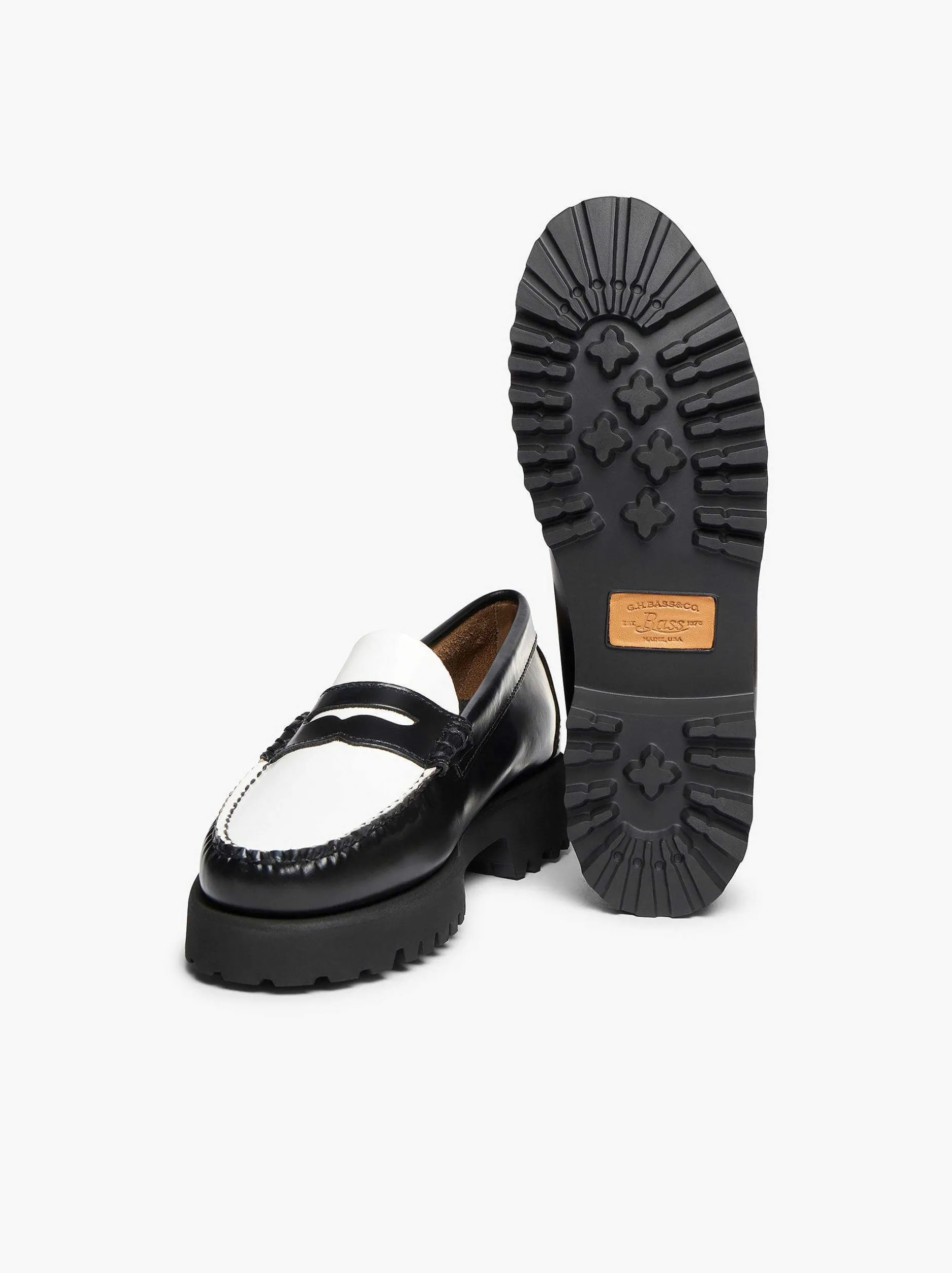 New G.H.BASS Weejuns 90S Penny Loafers Black & White