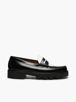 New G.H.BASS Weejuns Super Lug Larson Penny Loafers Black & White