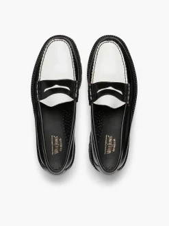 New G.H.BASS Weejuns Super Lug Larson Penny Loafers Black & White