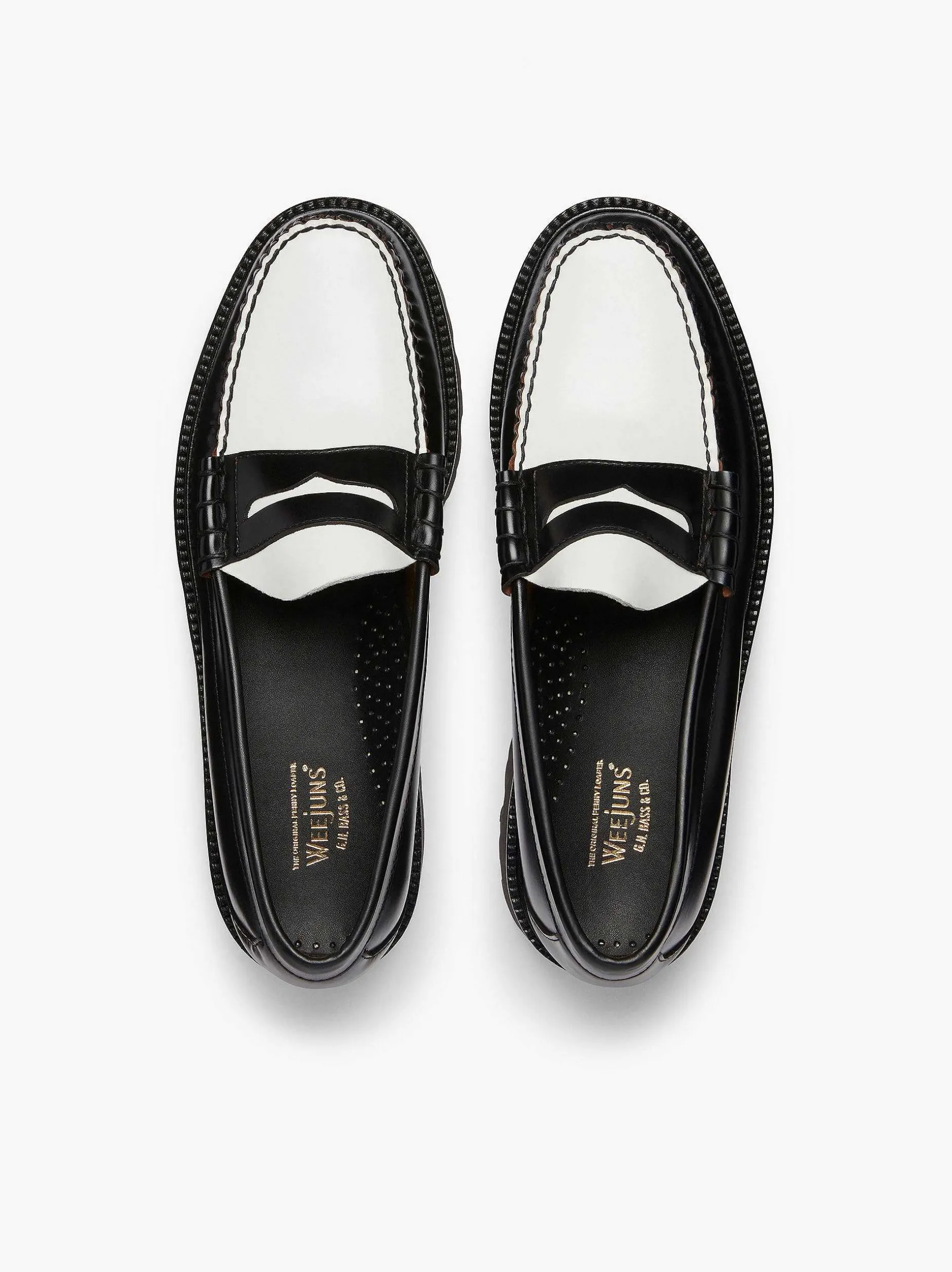 New G.H.BASS Weejuns Super Lug Larson Penny Loafers Black & White