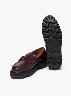 Outlet G.H.BASS Weejuns Super Lug Larson Penny Loafers Wine