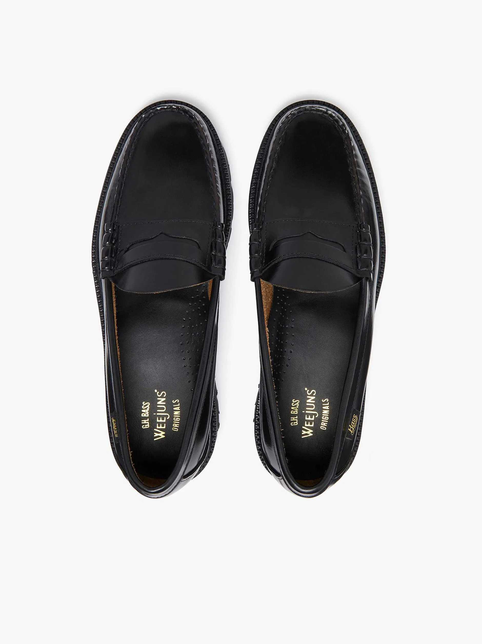 Sale G.H.BASS Weejuns Super Lug Larson Penny Loafers Black