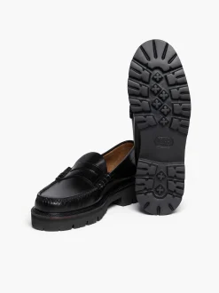 Sale G.H.BASS Weejuns Super Lug Larson Penny Loafers Black