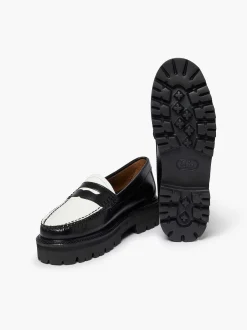Clearance G.H.BASS Weejuns Super Lug Penny Loafers Black & White